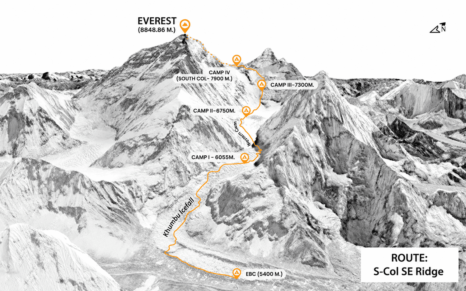 Everest Expedition with Lobuche Peak trip map